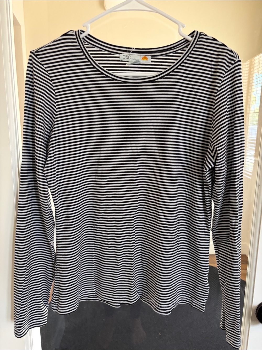 C&C California Black and White Striped Long-Sleeve Tee